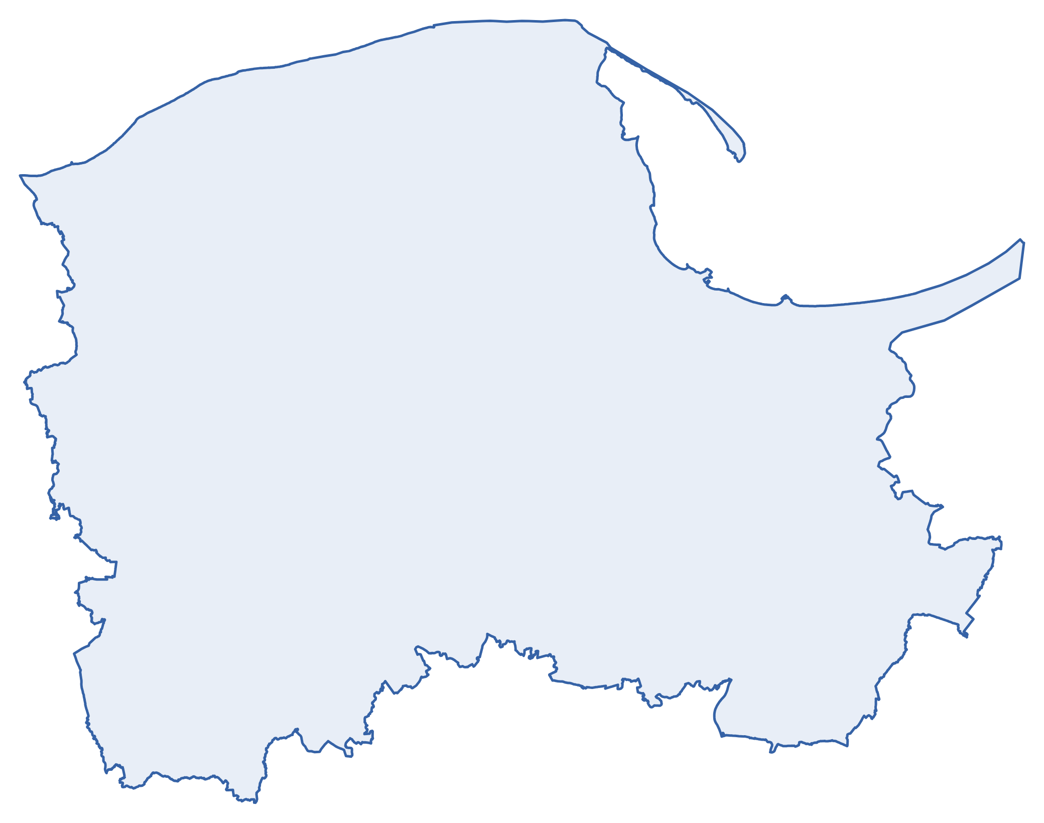 Mapa województwa pomorskiego z miastami, w których robimy strony internetowe